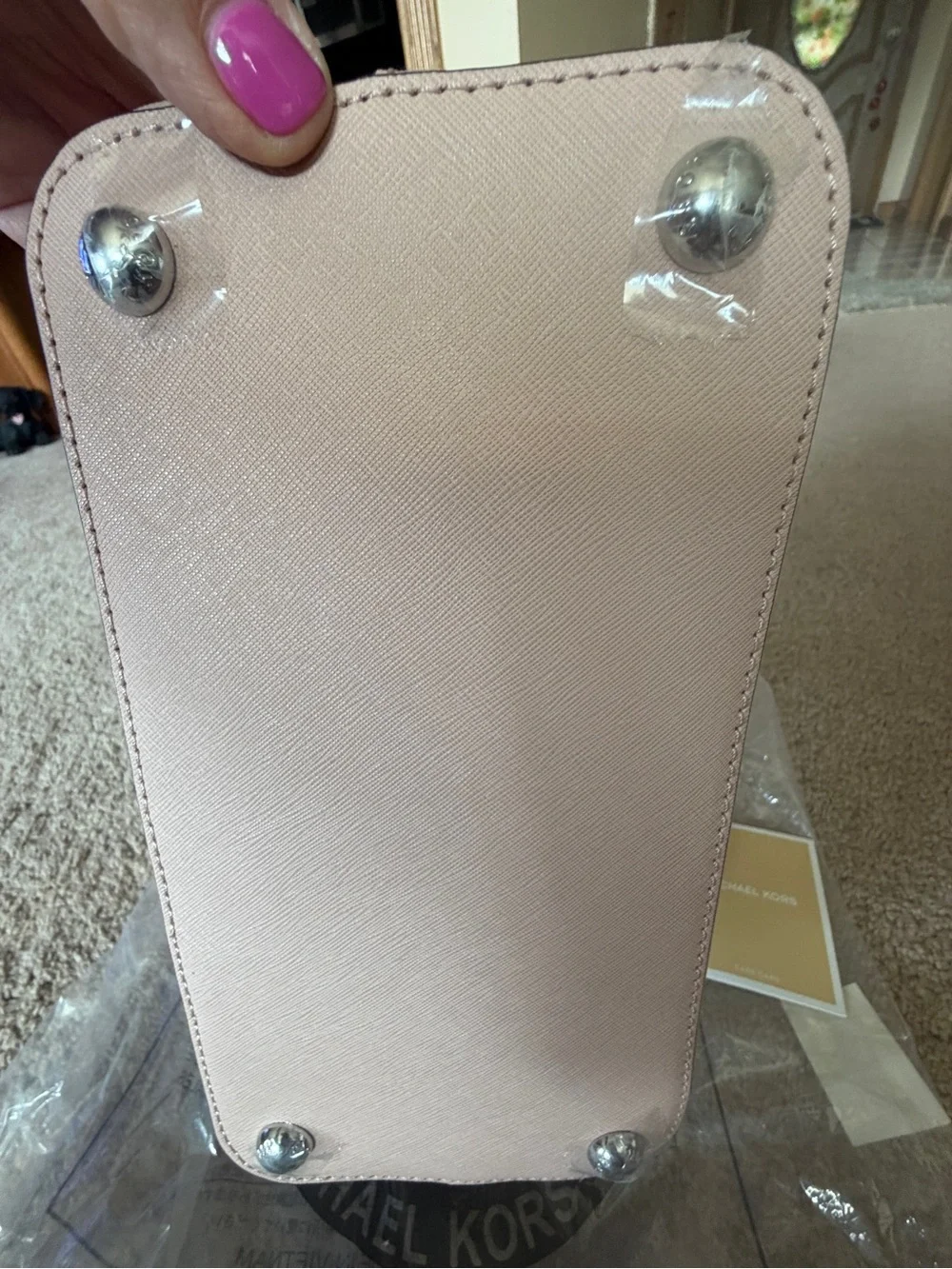 NWT Michael Kors Blush Saffiano Leather Tote with MK Charm